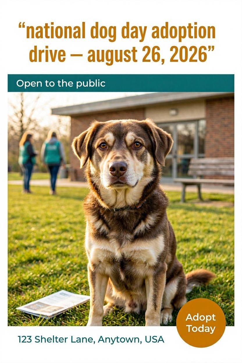 National Dog Day 2026 shelter adoption drive poster