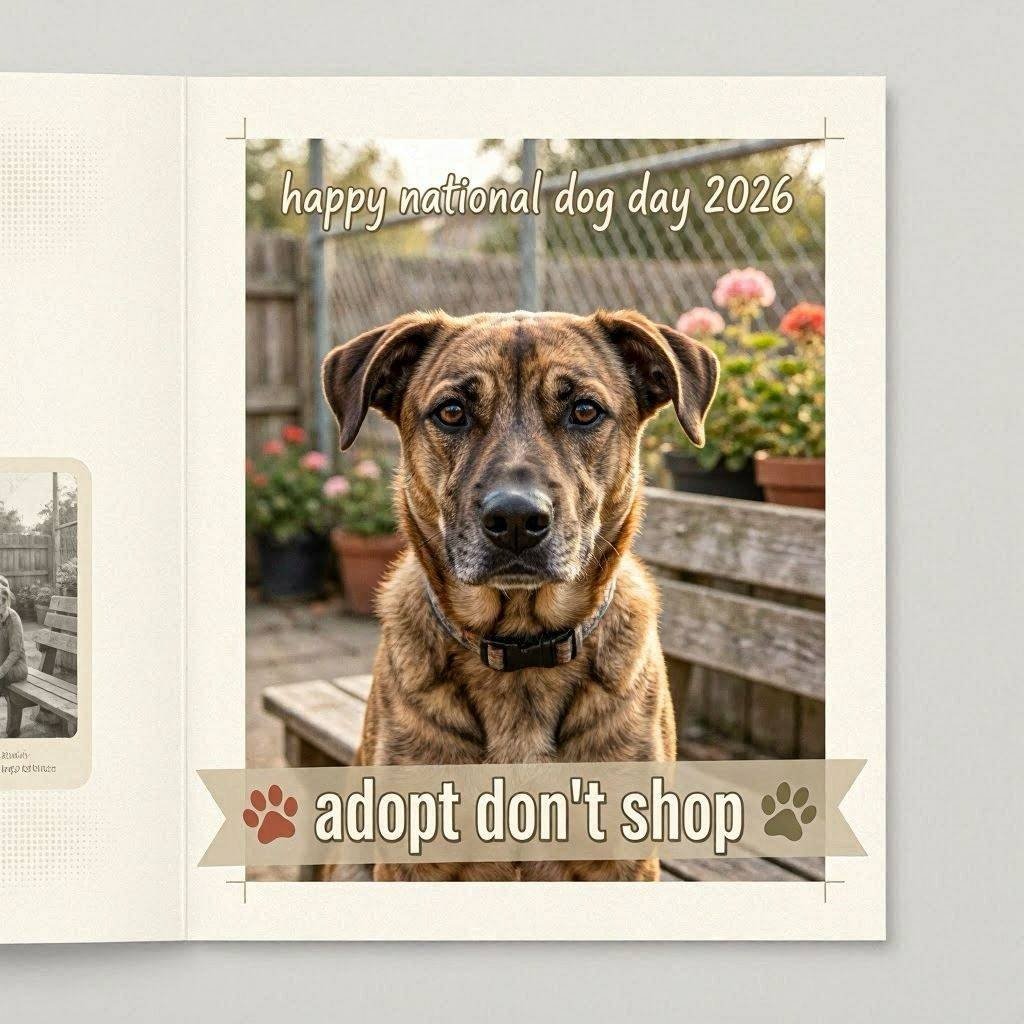 Adopt Don't Shop themed Happy National Dog Day 2026 card