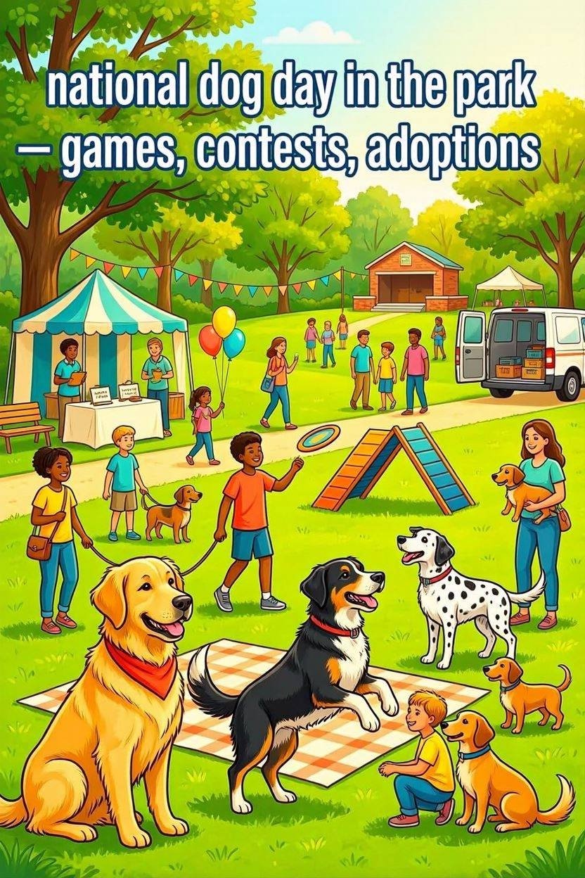 Community park National Dog Day festival event flyer