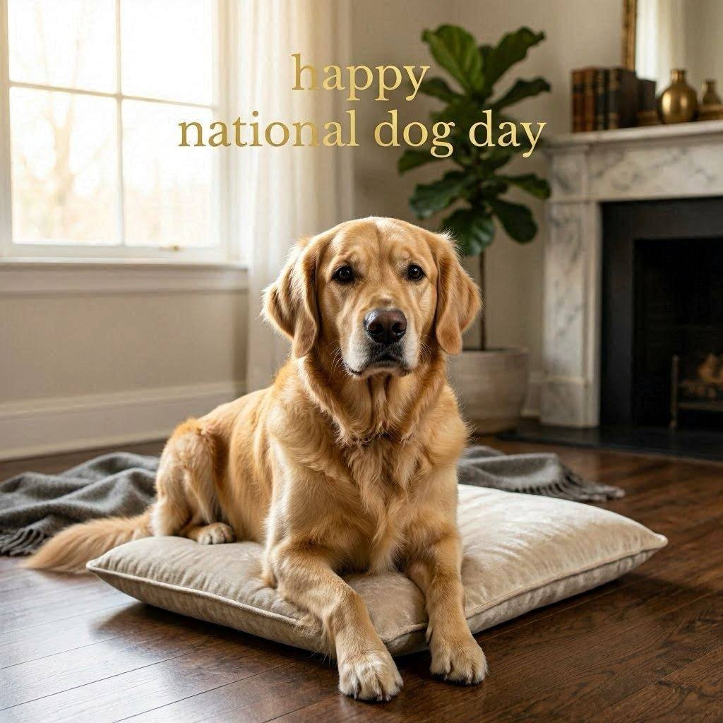 Elegant sophisticated Happy National Dog Day photo card