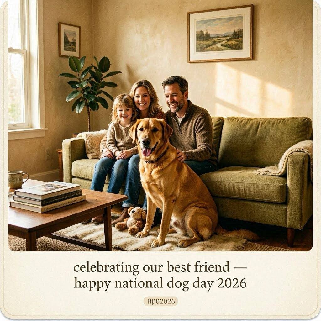 Warm family portrait Celebrating Our Best Friend card