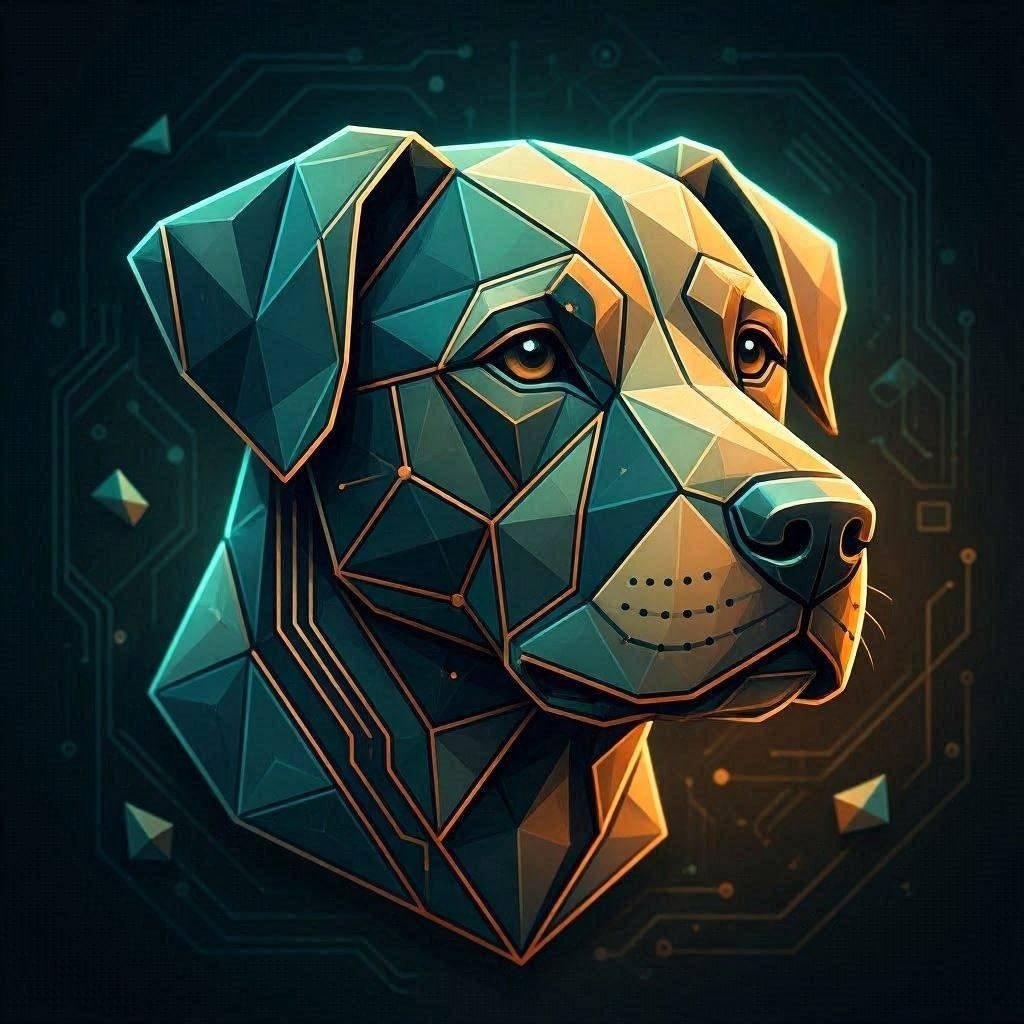 Geometric low-poly triangular dog head illustration