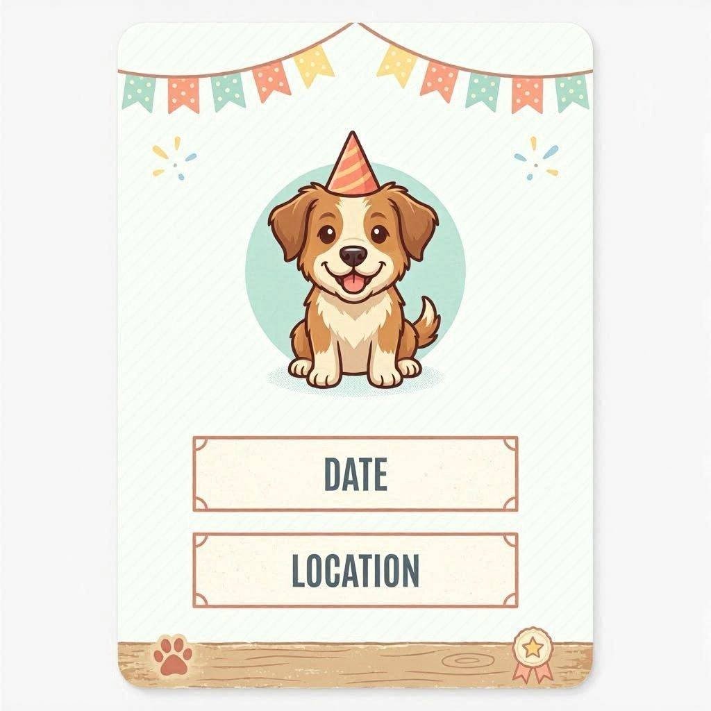 Dog birthday party invitation template design