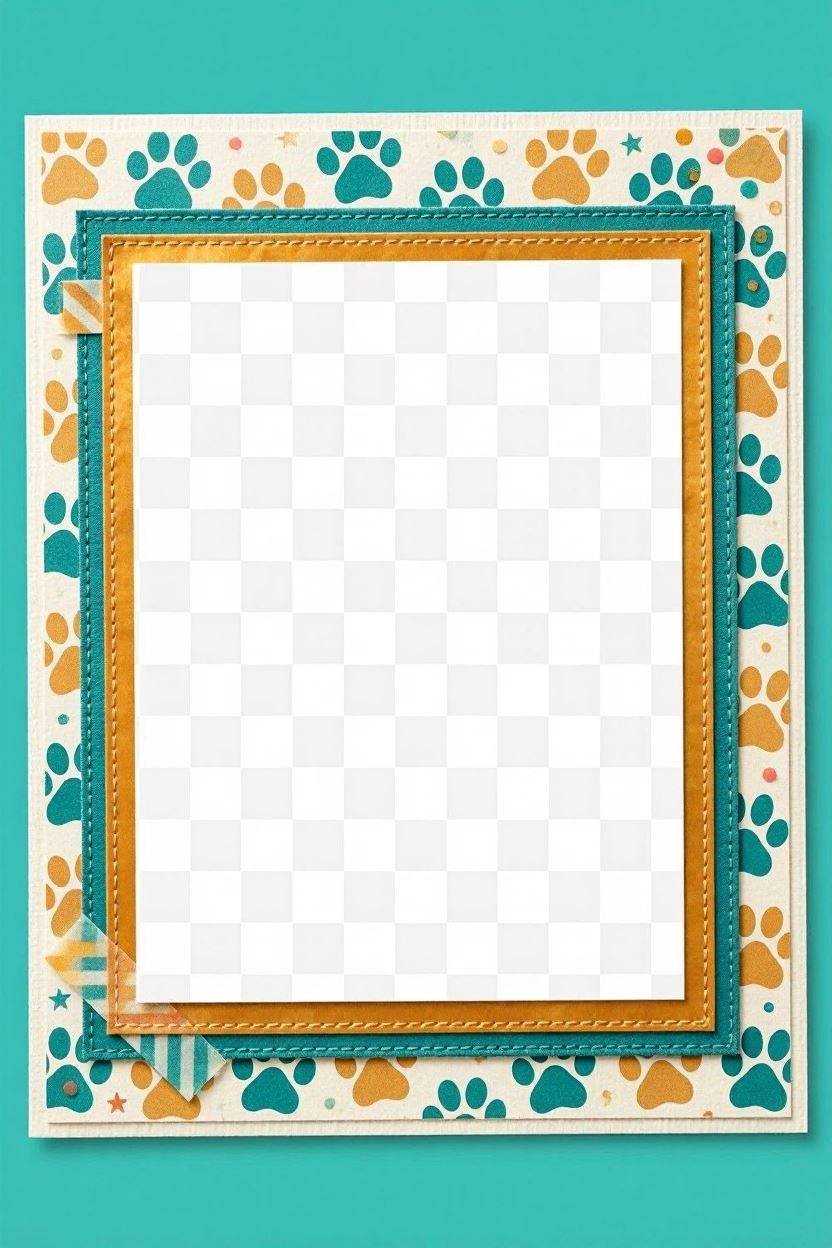Paw print decorative photo frame overlay design