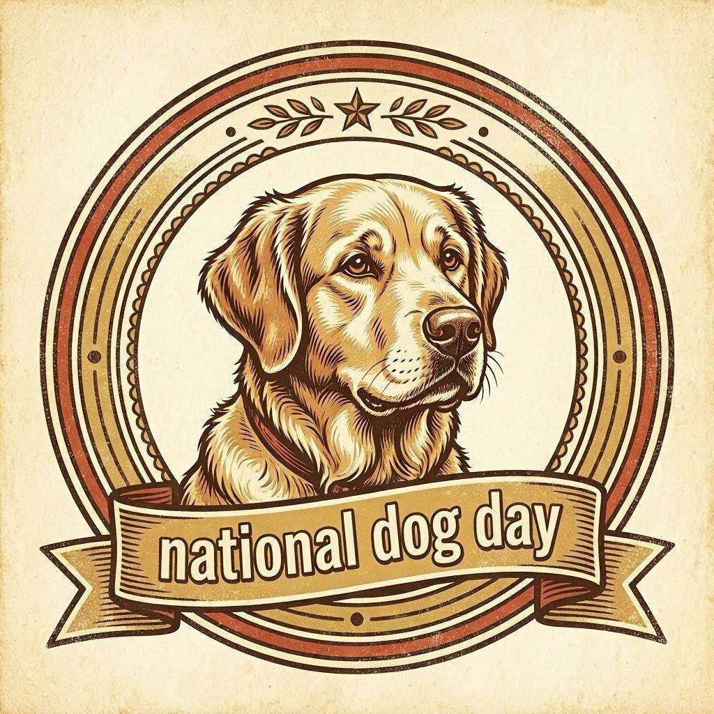 Vintage retro National Dog Day badge design