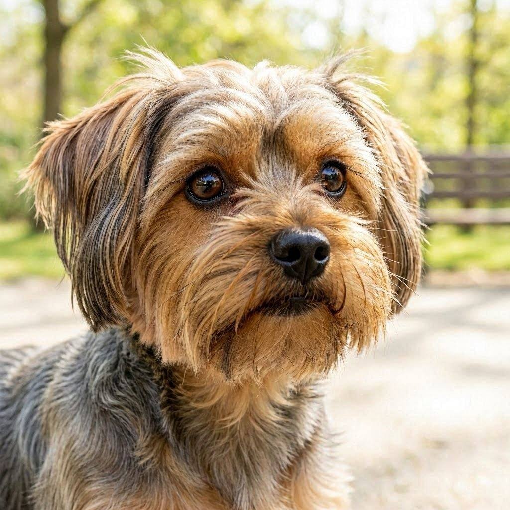 Yorkshire Terrier close-up portrait with silky hair